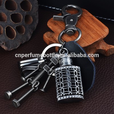 Wholesale Metal Essential Oil Diffuser Necklace Keychain glass perfume bottle