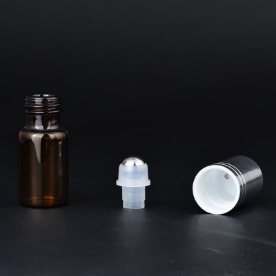 MUB1ml,3ml ,5ml,10ml amber roll on glass bottles empty mini essential oil glass bottles with roller balls and aluminum caps